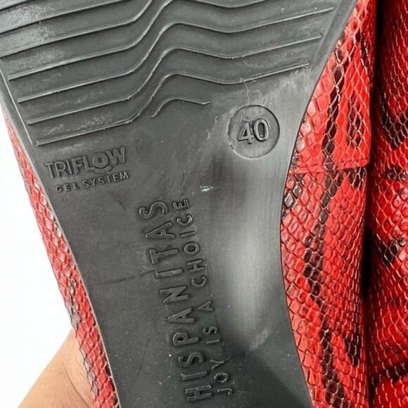 Hispanitas Selene Pointed Toe Leather Pumps Red Snake Size 40 9 US - Picture 14 of 16